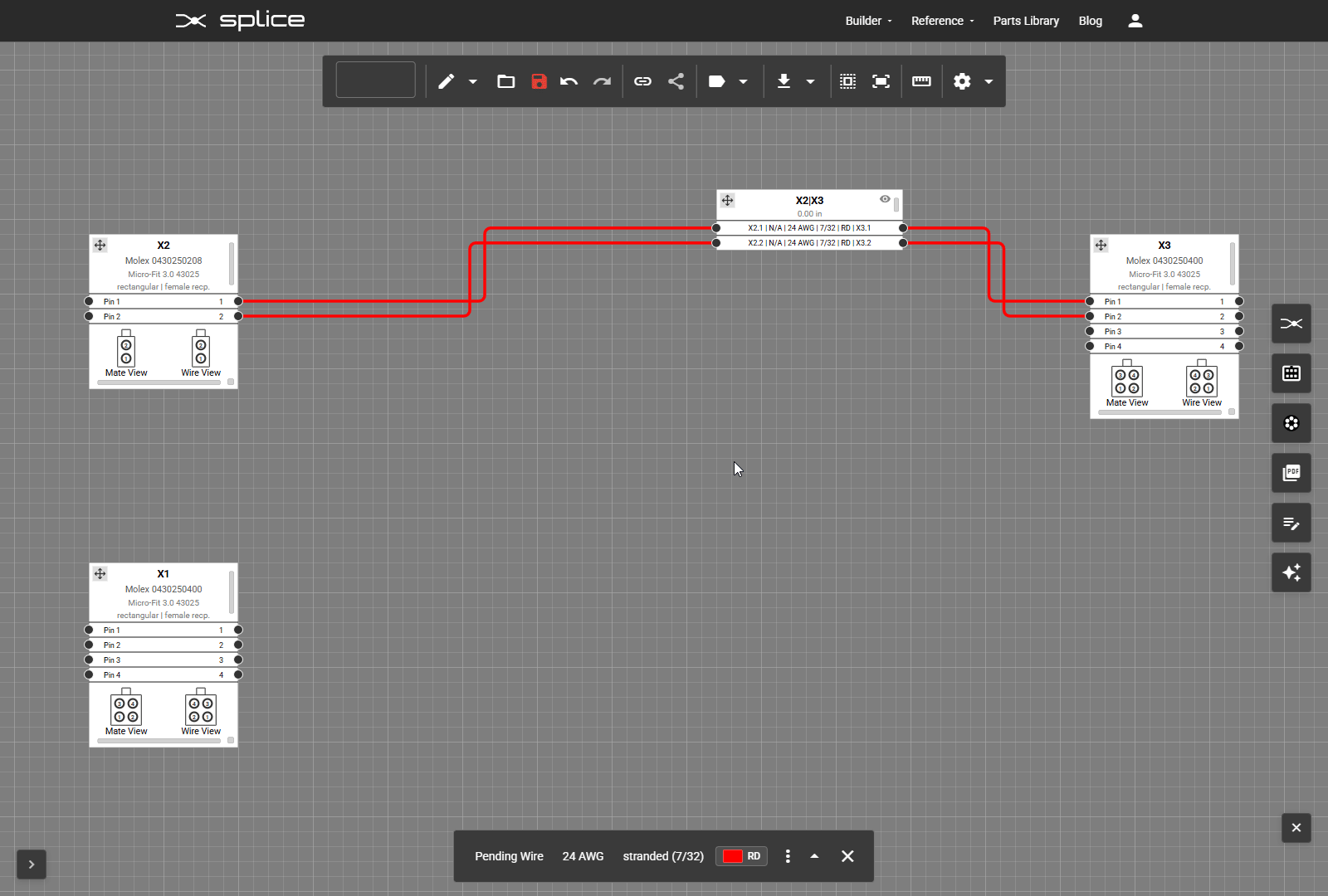 Insert Splice - Right-click a wire to add an inline splice