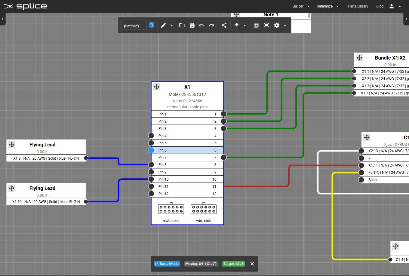 Moving connection to an empty pin; the wire simply relocates.