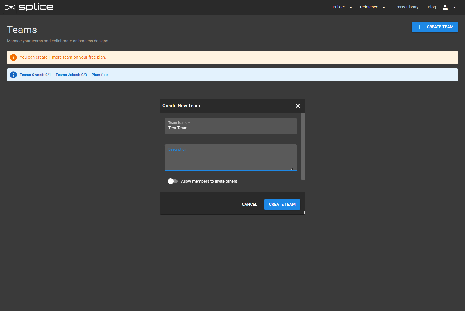 Team Management Interface