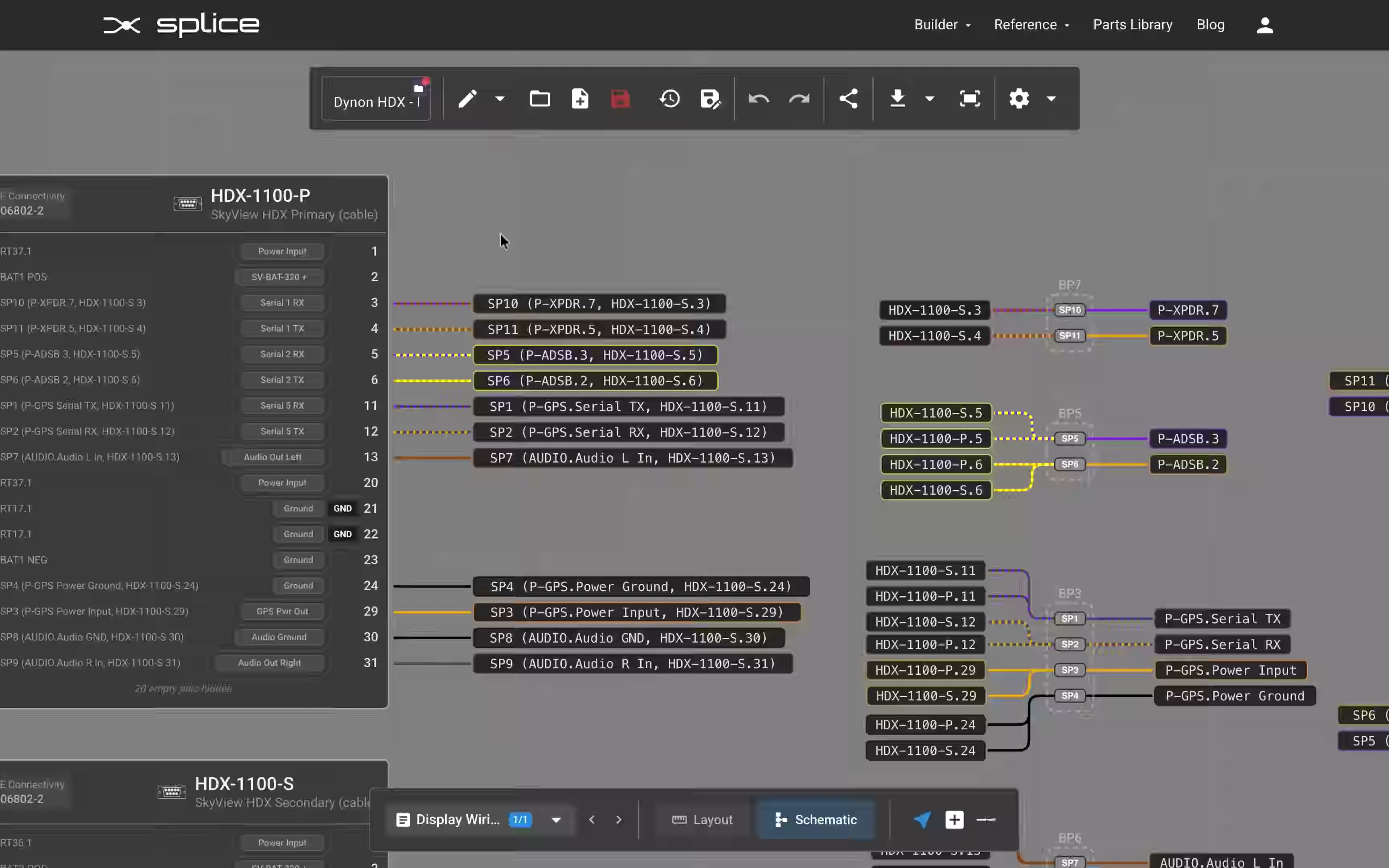 Dynon HDX avionics harness schematic view